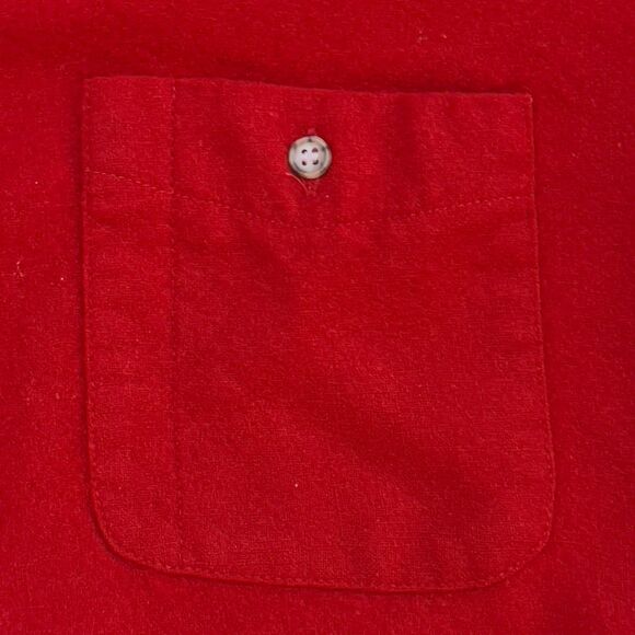 Vintage 60s/70s Pendleton Virgin Wool Red Flannel Shirt Leather Elbow Patches XL - Picture 3 of 8